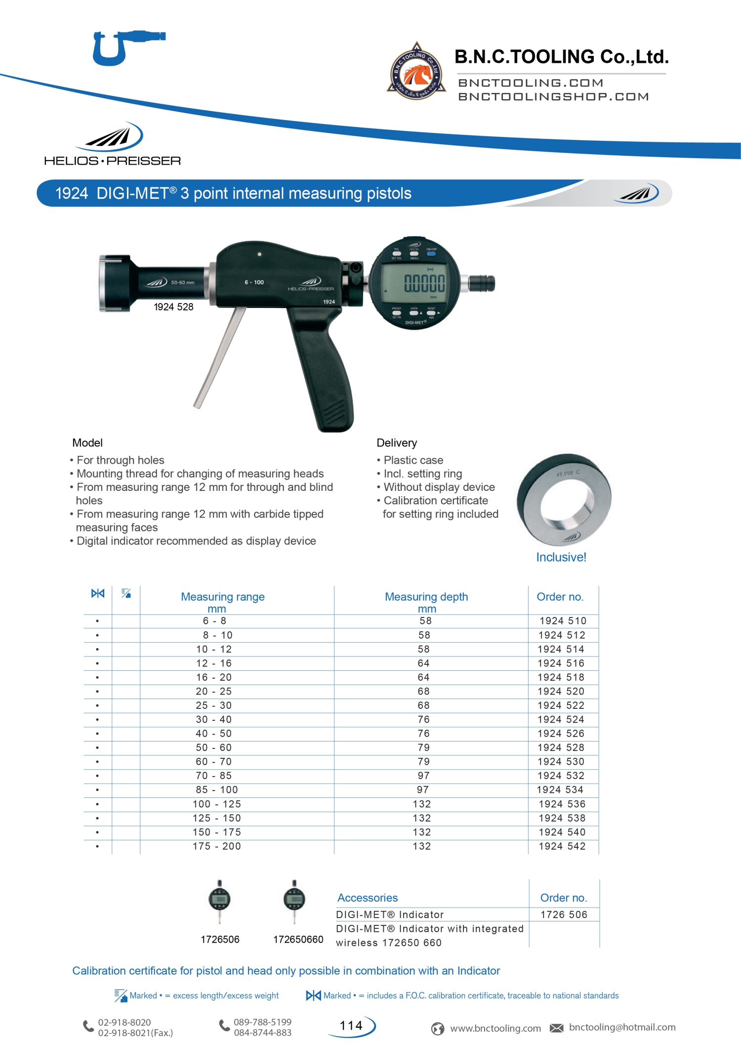 HELIOS-PREISSER,DIGI-MET 3 point internal measuring pistols,1924