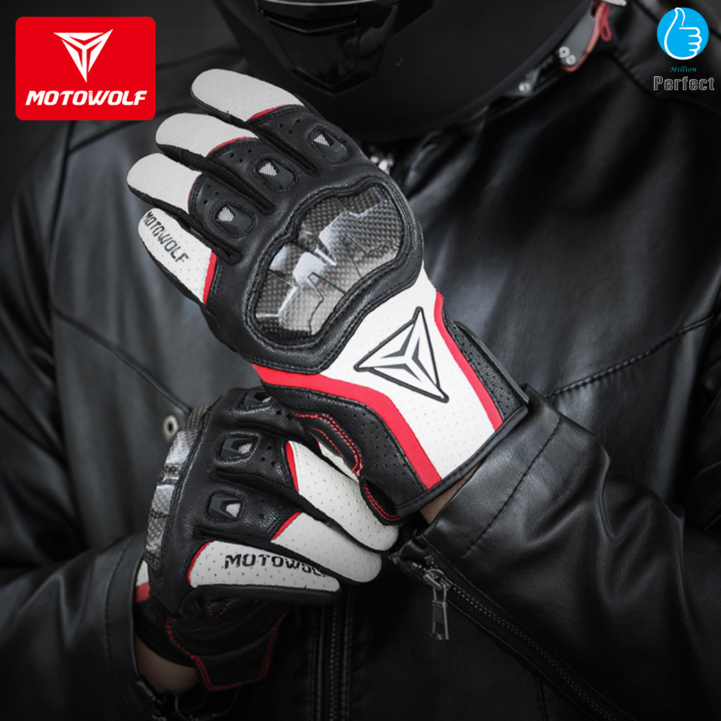 ถุงมือหนัง สำหรับขับขี่รถจักรยานยนต์ MOTOWOLF รุ่น MDL0305