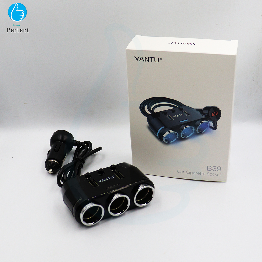 YANTU Car Charger เพิ่มจุดบุรี่ 3 ช่อง USB 2 port ในรถยนต์ YANTU รุ่น B39 มีสาย