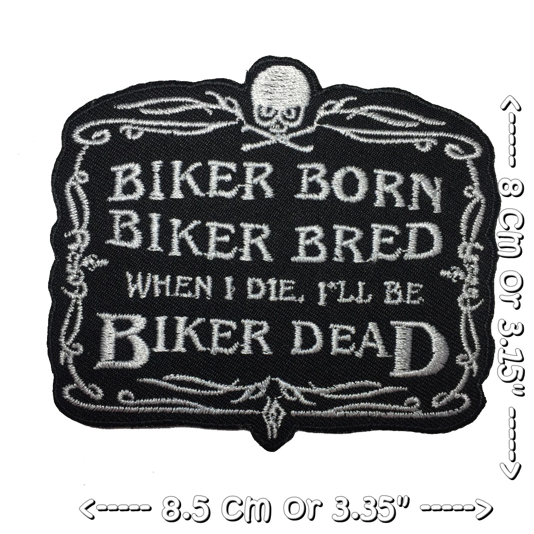 Biker Born Bred Dead Racing ตัวรีดติดเสื้อ อาร์มรีด อาร์มปัก ตกแต่งเสื้อผ้า หมวก กระเป๋า แจ๊คเก็ตยีนส์ Quote Embroidered Iron on Patch