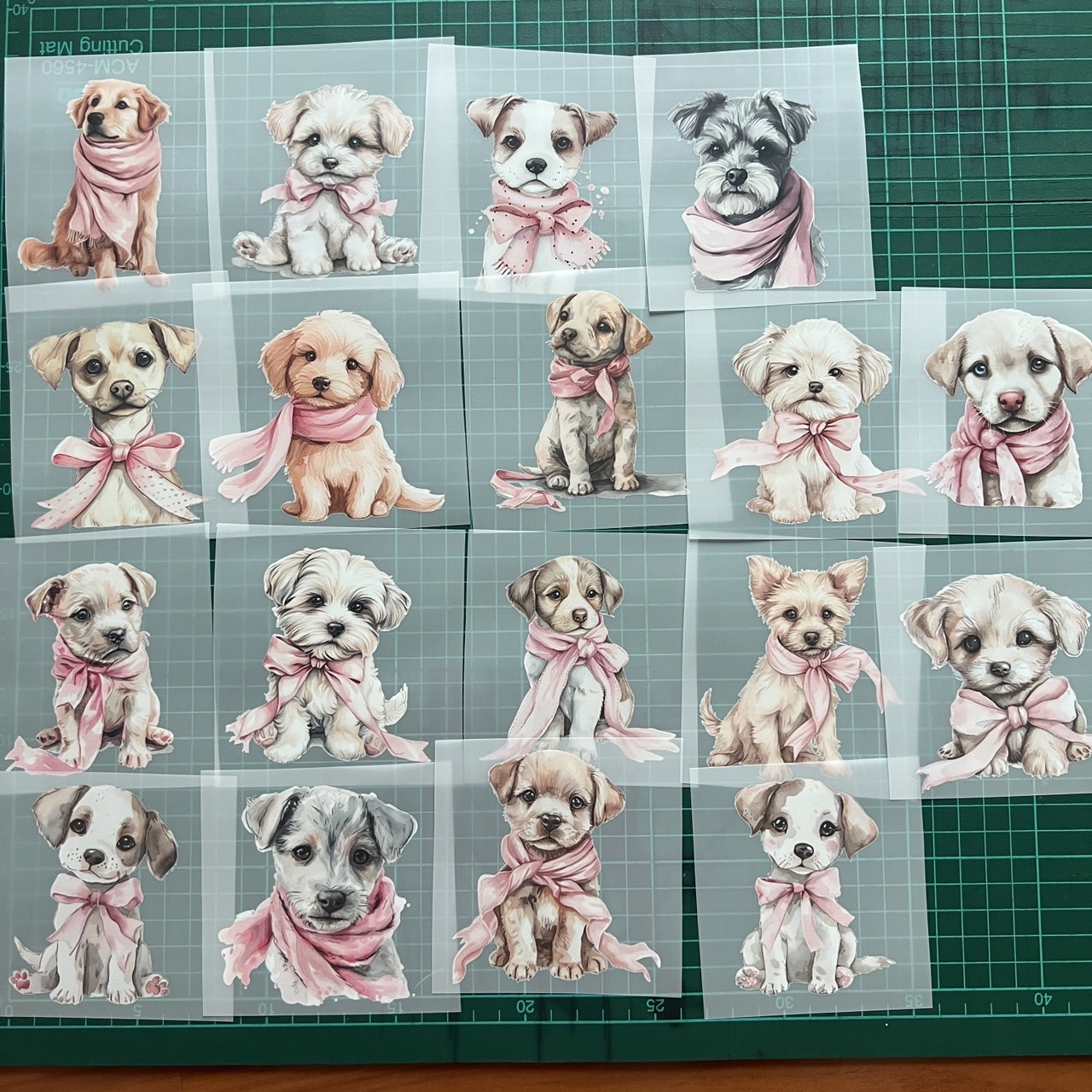 ตัวรีดติดเสื้อ หมา โบว์ น่ารัก ฟิลม์รีดร้อน พิมพ์ลาย สติกเกอร์รีดติดเสื้อ สกรีนลาย ฟิลม์ DFT DTF