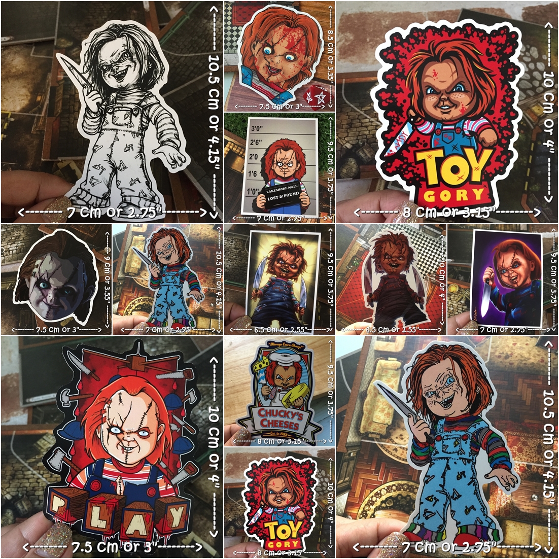 ชัคกี้ สยองขวัญ สติกเกอร์ เคลือบกันน้ำ ติดกระเป๋าเดินทาง มอเตอร์ไซด์ Laptop เคสโทรศัพท์ กระบอกน้ำ Waterproof Decal Sticker