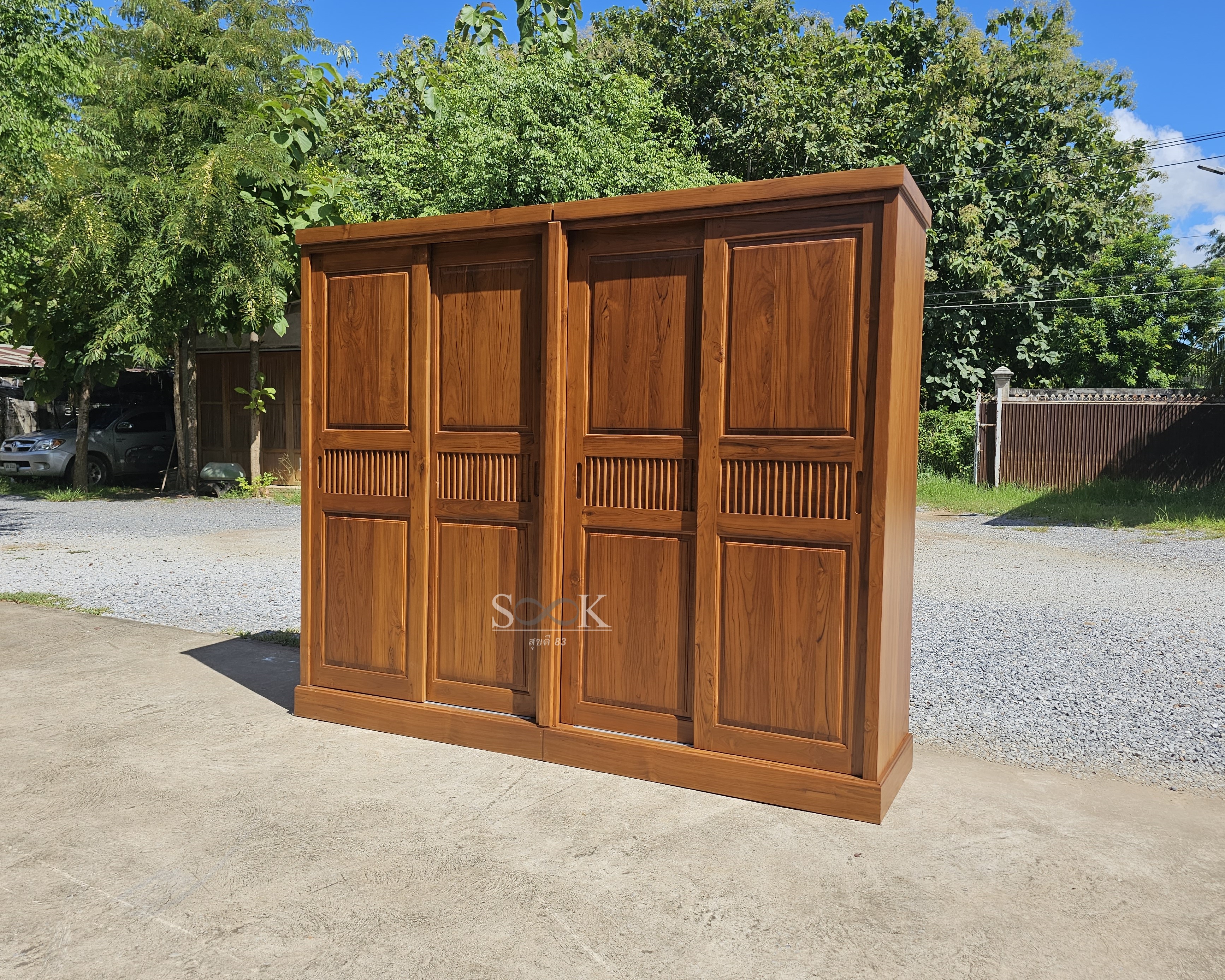 ตู้เสื้อผ้าประกบบานสไลด์ สูง 2 ม. แบบราวแขวน