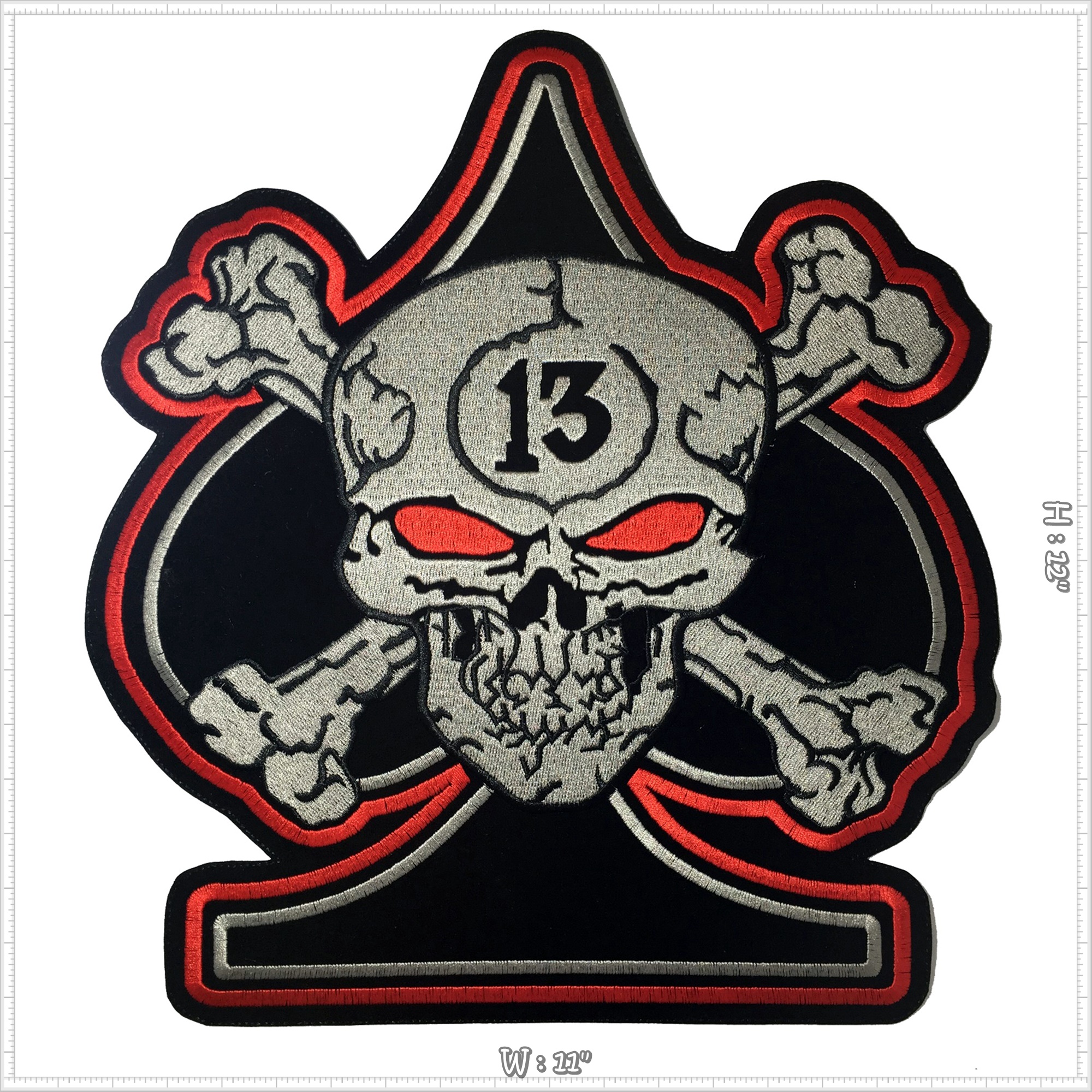 กะโหลก กระดูกไขว์ 13 ตัวรีดติดเสื้อ อาร์มรีด อาร์มปัก ตกแต่งเสื้อผ้า หมวก กระเป๋า แจ๊คเก็ตยีนส์ Embroidered Iron on Patch ขนาดใหญ่