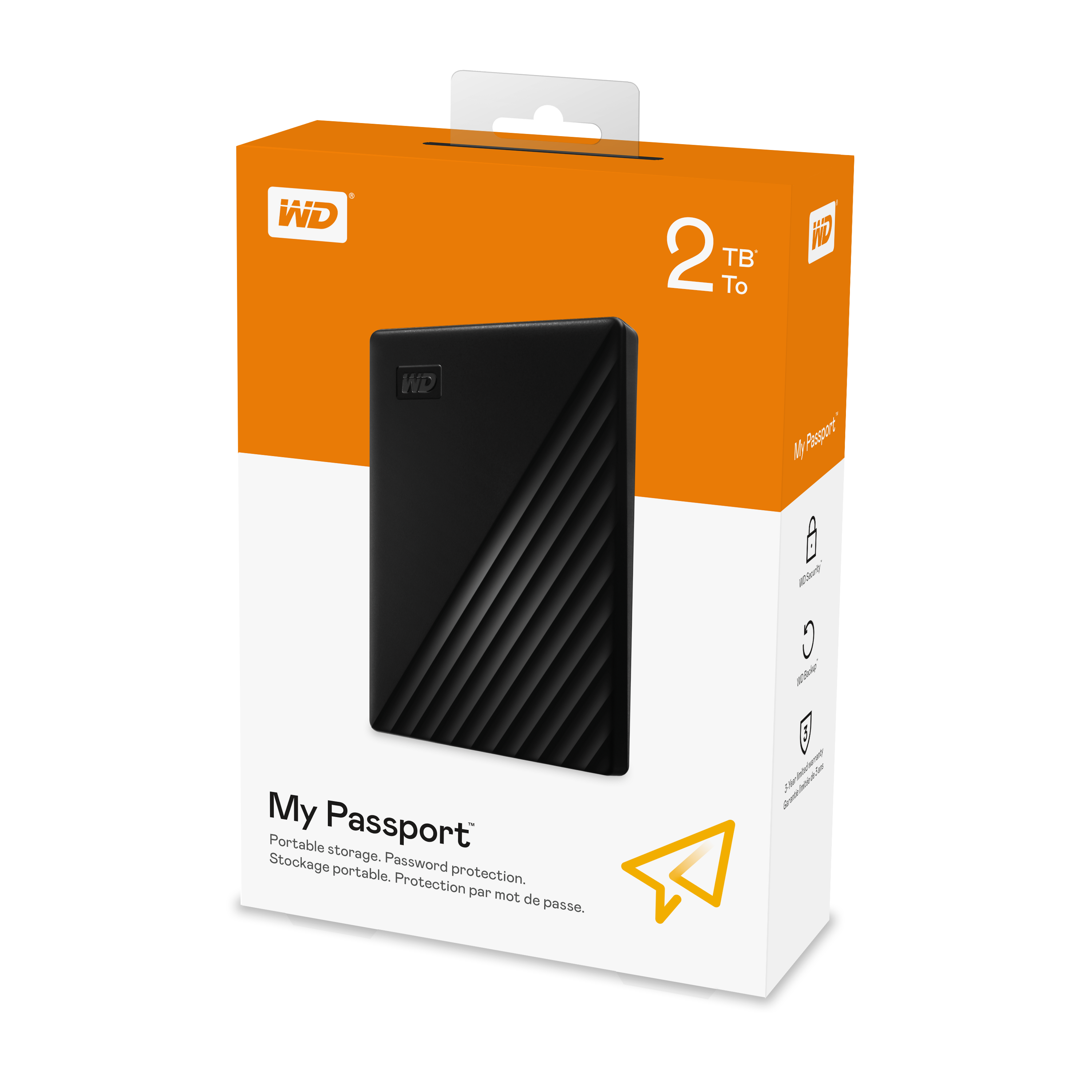 WD My Passport HDD 1TB 2TB 4TB 5TB External Harddisk ฮาร์ดดิสพกพา Black สีดำ ,USB 3.2 Gen 1 , USB A 2.0 Western Digital