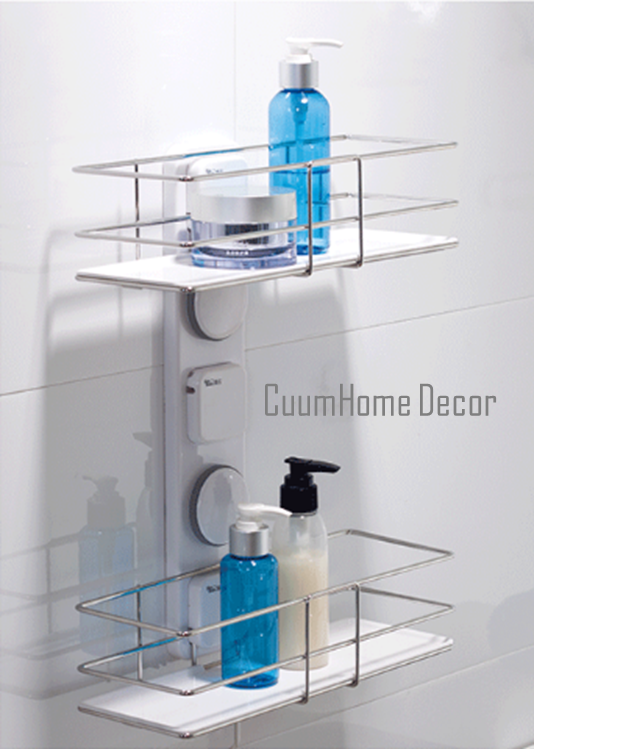 DIY-09 ชั้นวางอุปกรณ์ ฐานเรียบ 2 ชั้น ไม่ต้องเจาะผนัง