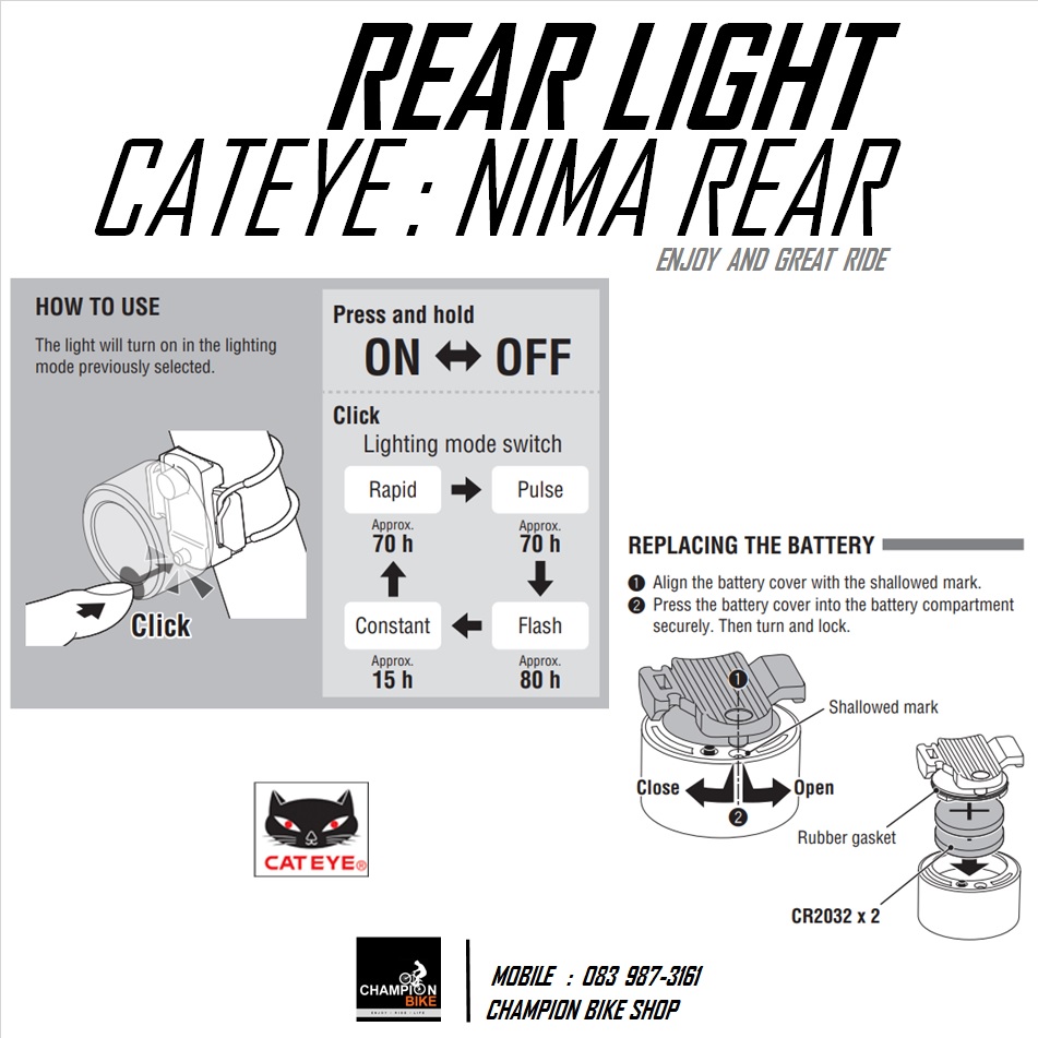 ไฟท้ายจักรยาน ดวงเล็ก CATEYE : NIMA SL-LD130R REAR LIGHT สีเงิน