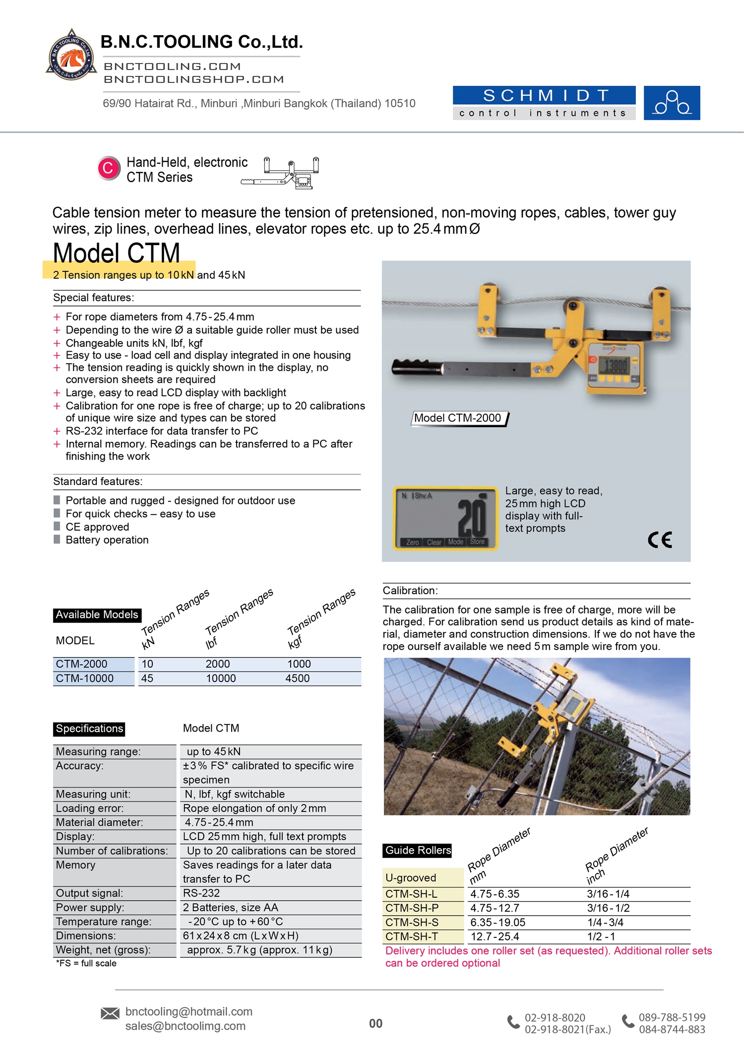 SCHMIDT,Cable tension meter to measure the tension of pretensioned, non-moving ropes,CTM
