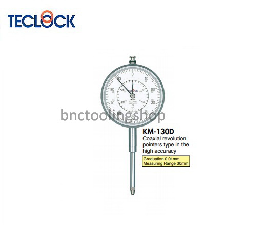 ไดอัลเกจแกนวัดยาวความละเอียด 0.01มิล,Long Stroke Dial Indicator Graduation 0.01mm,TECLOCK,KM-130D
