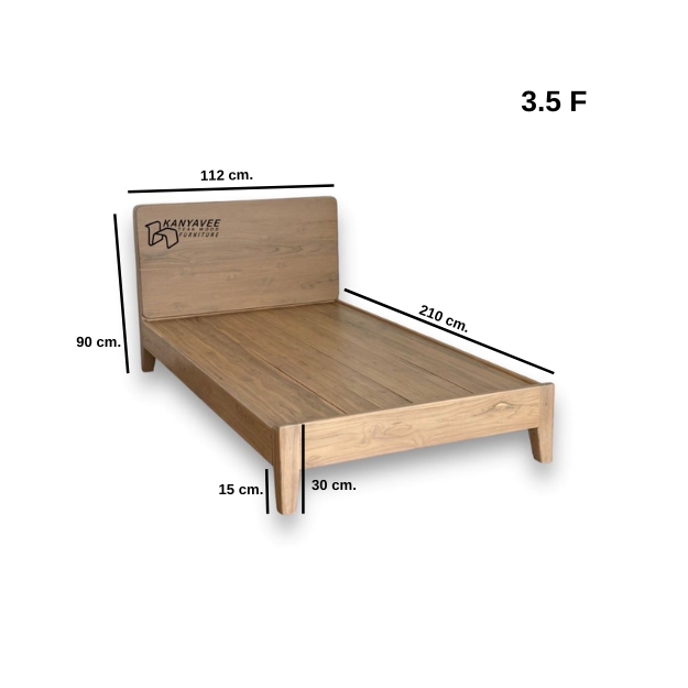 เตียงมินิมอลไม้สัก 3.5 ฟุต