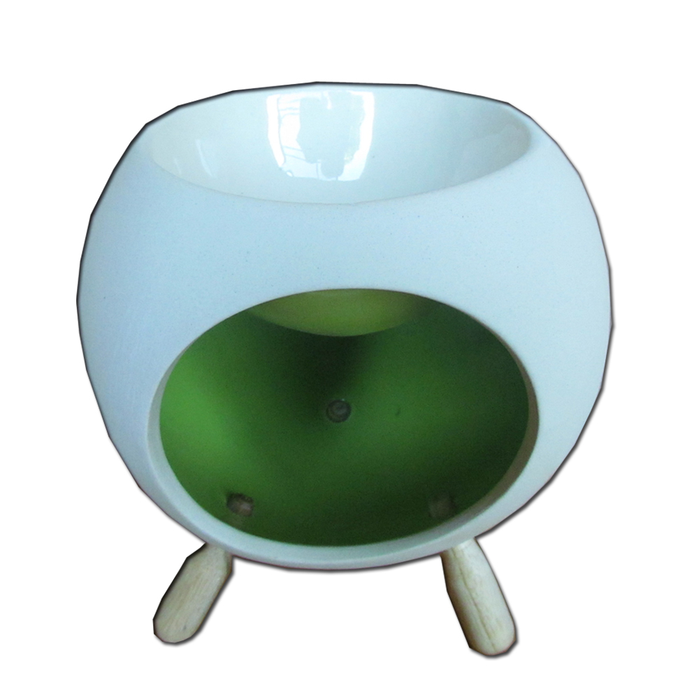 SenOdos เตาเผาน้ำมันหอมระเหย เซรามิค รูปทรงกลม (สีเขียว) / Handmade Ceramic Essential Oil Burner (Round Shape)