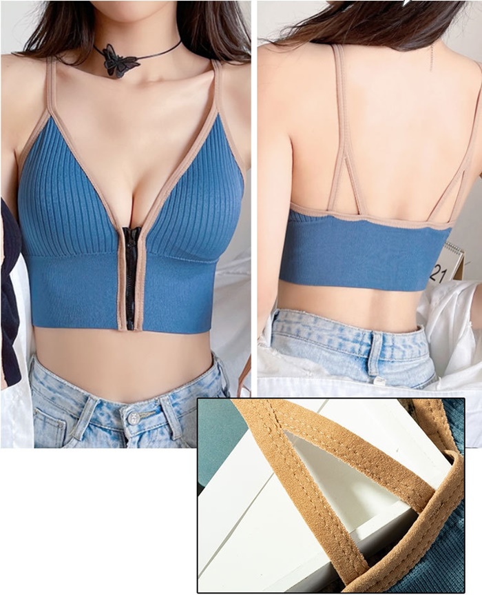 NA202 เสื้อบราสายเดี่ยวเอวลอยเซ็กซี่ ด้านในเป็นฟองน้ำถอด-ใส่ได้ ด้านหน้าเป็นซิปรูดผ่ากลางตามรูปเลยค่ะ