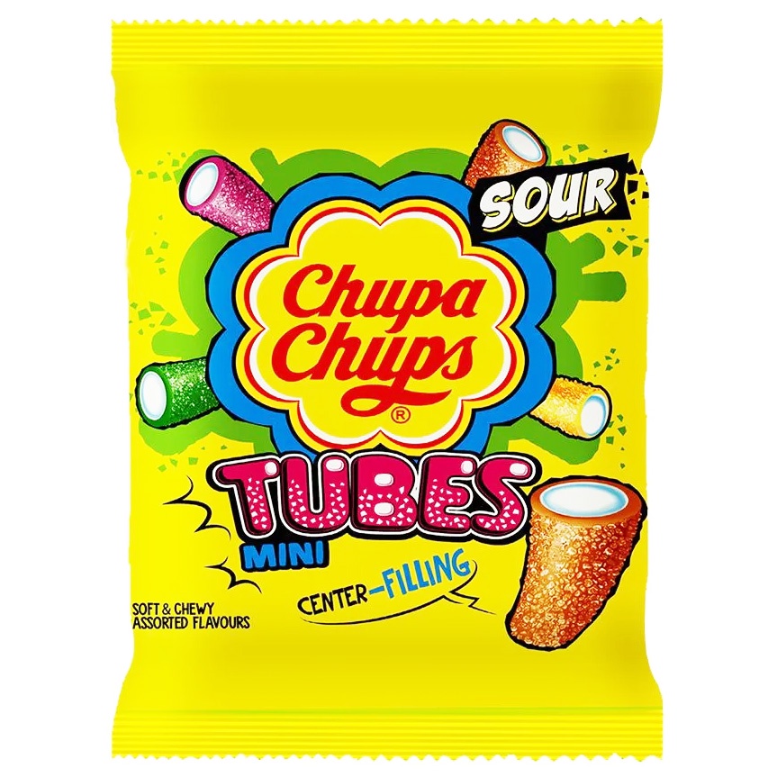 Chupa Chups Sour Tubes 90g จูปา จุ๊ปส์ เยลลี่ ผลไม้รวม รสเปรี้ยว ขนาด 90 กรัม