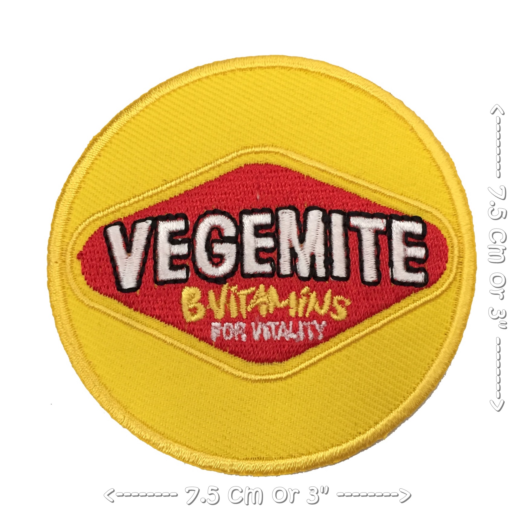 โลโก้ Vegemite ตัวรีดติดเสื้อ อาร์มรีด อาร์มปัก ตกแต่งเสื้อผ้า หมวก กระเป๋า แจ๊คเก็ตยีนส์ Hipster Embroidered Iron on Patch