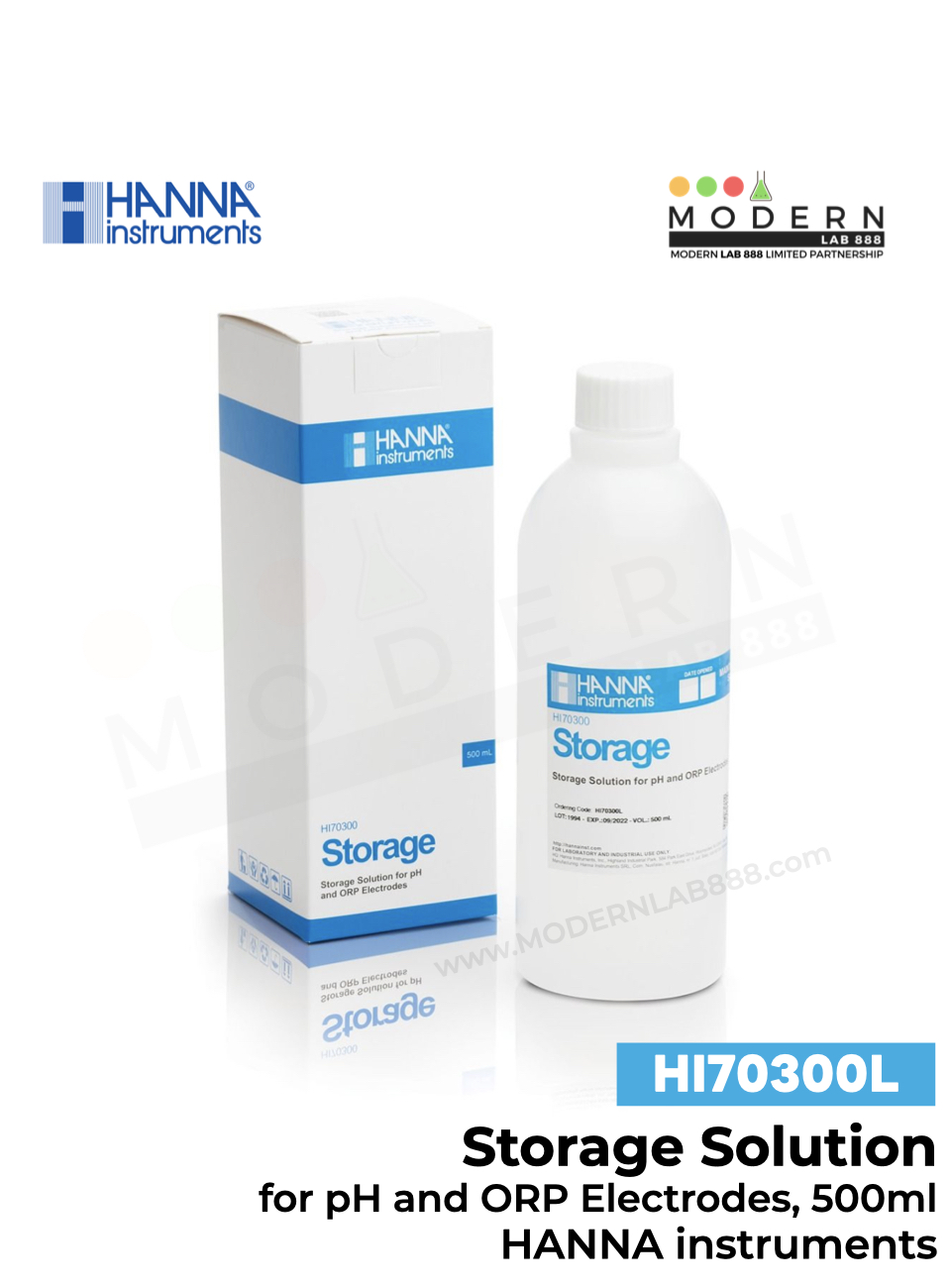 HI70300L น้ำยาแช่หัววัด pH อิเล็กโทรด / Electrode Storage Solution, HANNA, 500 mL