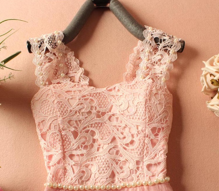 ชุดเดรสออกงานสีชมพู ส่งฟรี ems