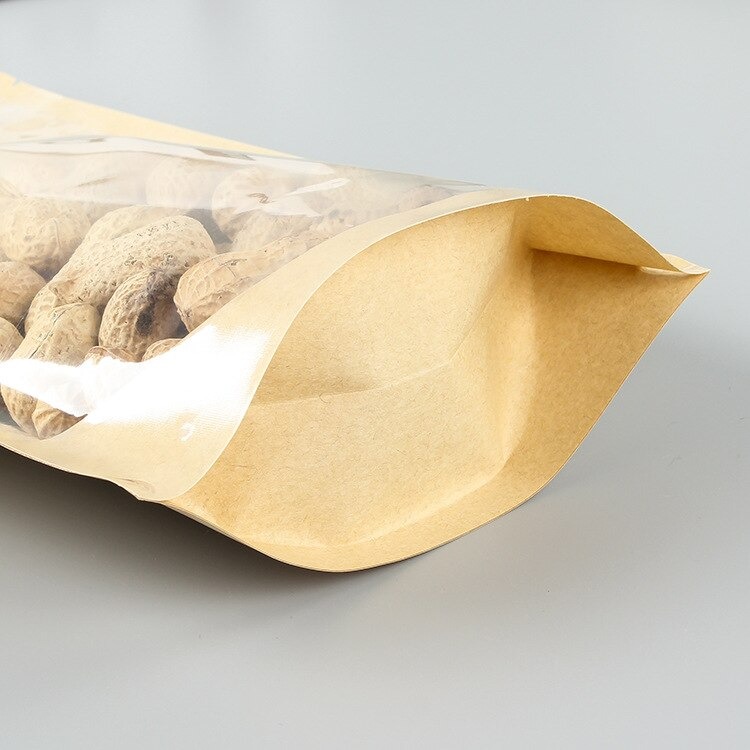 ถุงซิปล็อคหน้าใสหลังคราฟ มีก้นตั้งได้ (25ใบ)