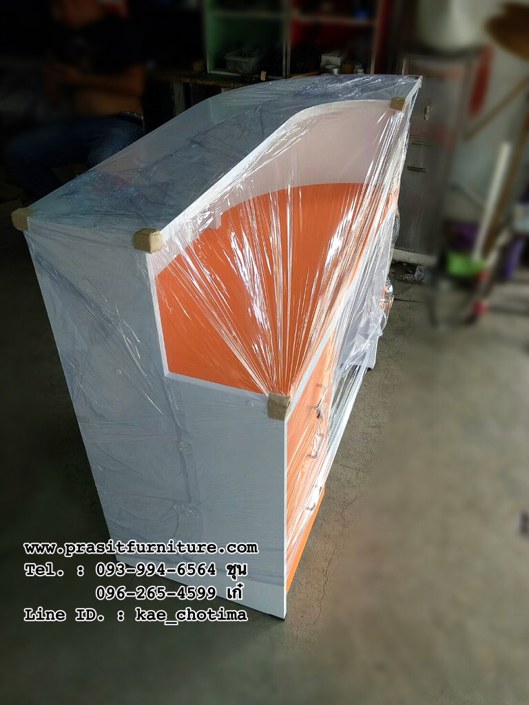 โต๊ะเคาเตอร์โค้ง 3 ลิ้นชักแนวตั้ง