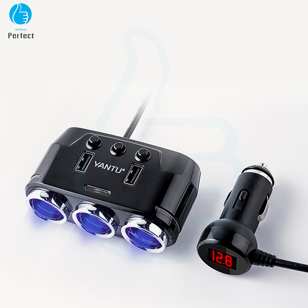 YANTU Car Charger เพิ่มจุดบุรี่ 3 ช่อง USB 2 port ในรถยนต์ YANTU รุ่น B39 มีสาย