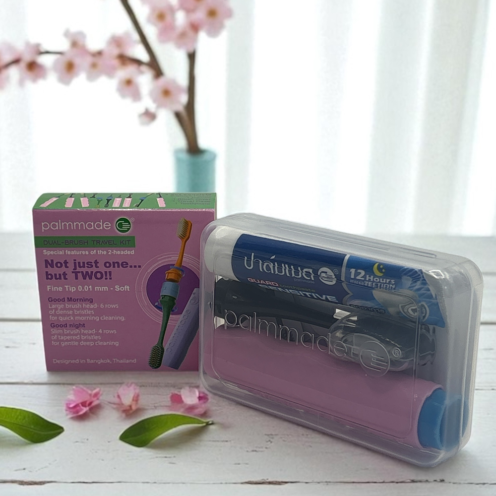 ชุดแปรงสีฟัน 2 หัว (6 สี) ยกกล่อง Palmmade Dual-Brush Travel Kit (1 Box 6 Colors)