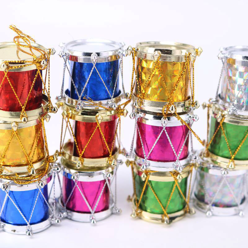 กลองคละสี 3cm (12 ชิ้น) กลองโคมต้นคริสต์มาส ของตกแต่งสำหรับแขวนเครื่องประดับ Christmas tree decoration drum