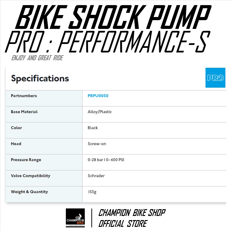 สูบลมโช๊คจักรยาน ที่เติมลมโช้คจักรยาน PRO : PERFORMANCE-SUSPENSION BIKE SHOCK PUMP
