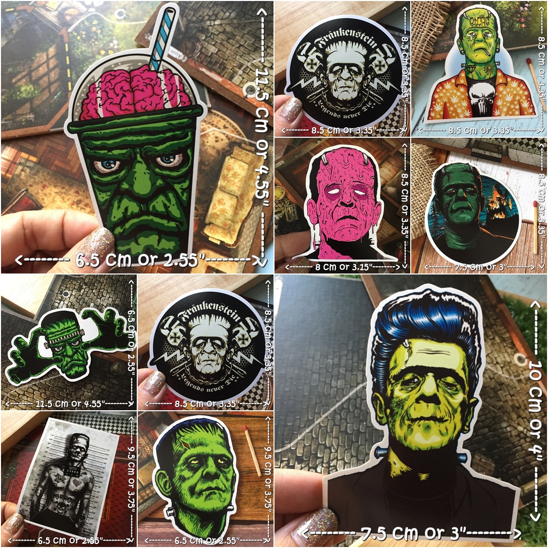 แฟรงเก้นสไตน์ สติกเกอร์ เคลือบกันน้ำ ติดกระเป๋าเดินทาง มอเตอร์ไซด์ Laptop เคสโทรศัพท์ กระบอกน้ำ Waterproof Decal Sticker