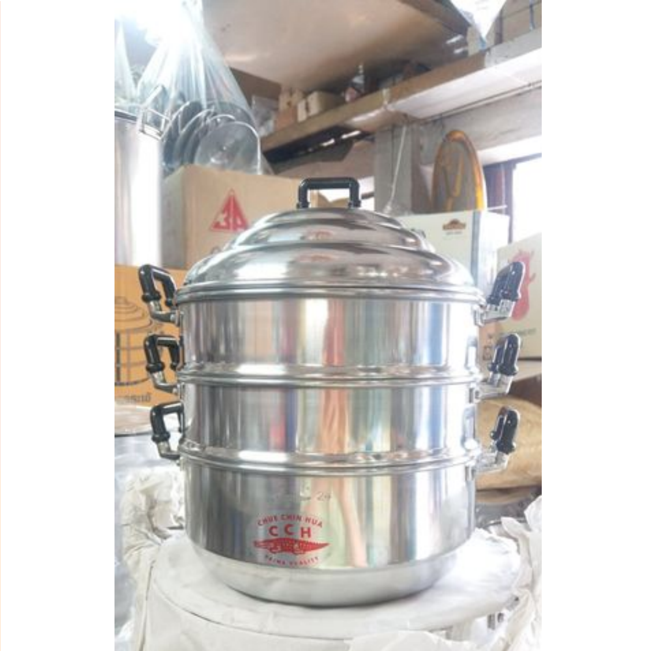 ซึ้งนึ่งอลูมิเนียม (ทรงจีน) มีให้เลือกขนาด 24-44 ซม. ตราจระเข้