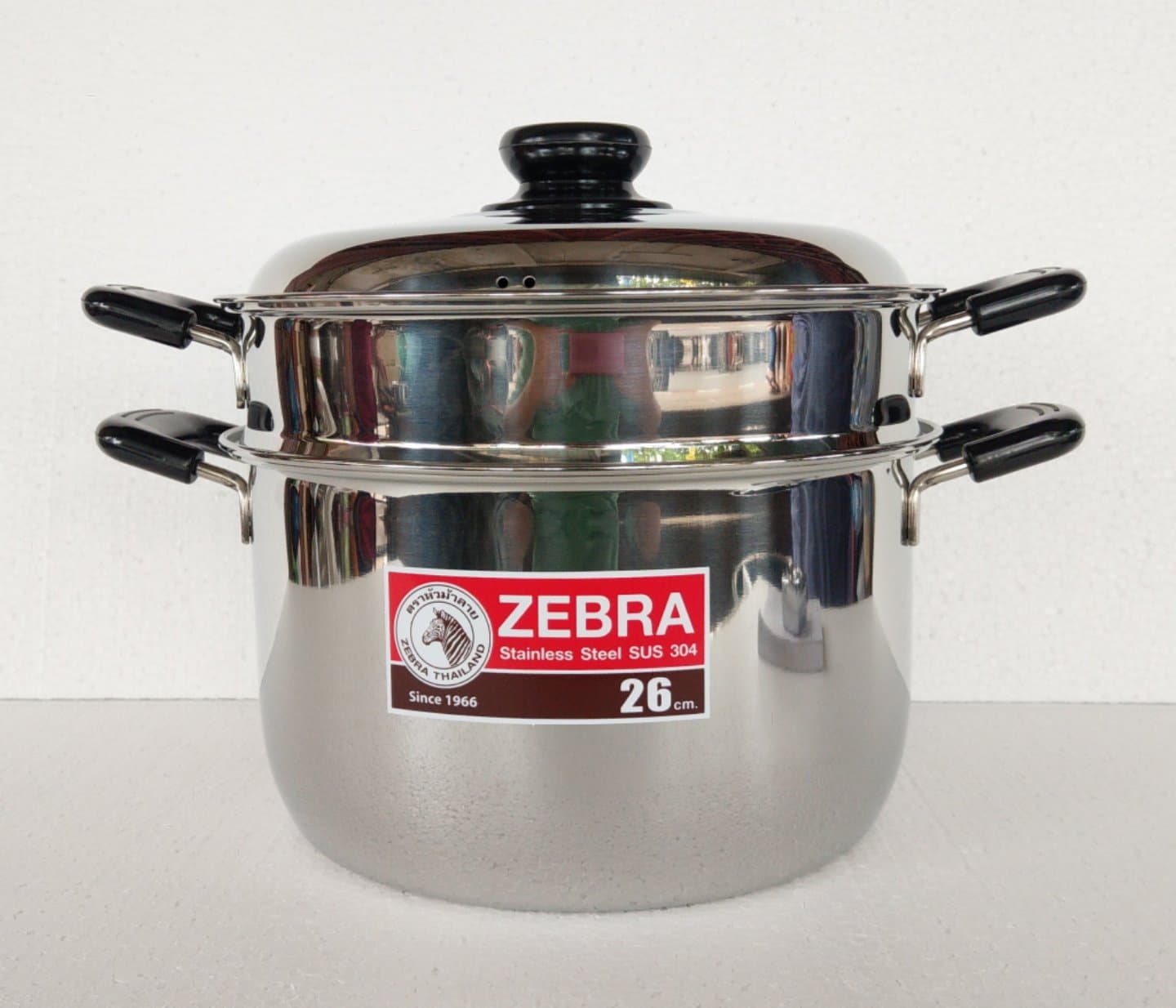 Zebra หม้อหุงต้ม Wisdom Worthy 26 ซม. พร้อมชั้นนึ่ง ตราหัวม้าลาย