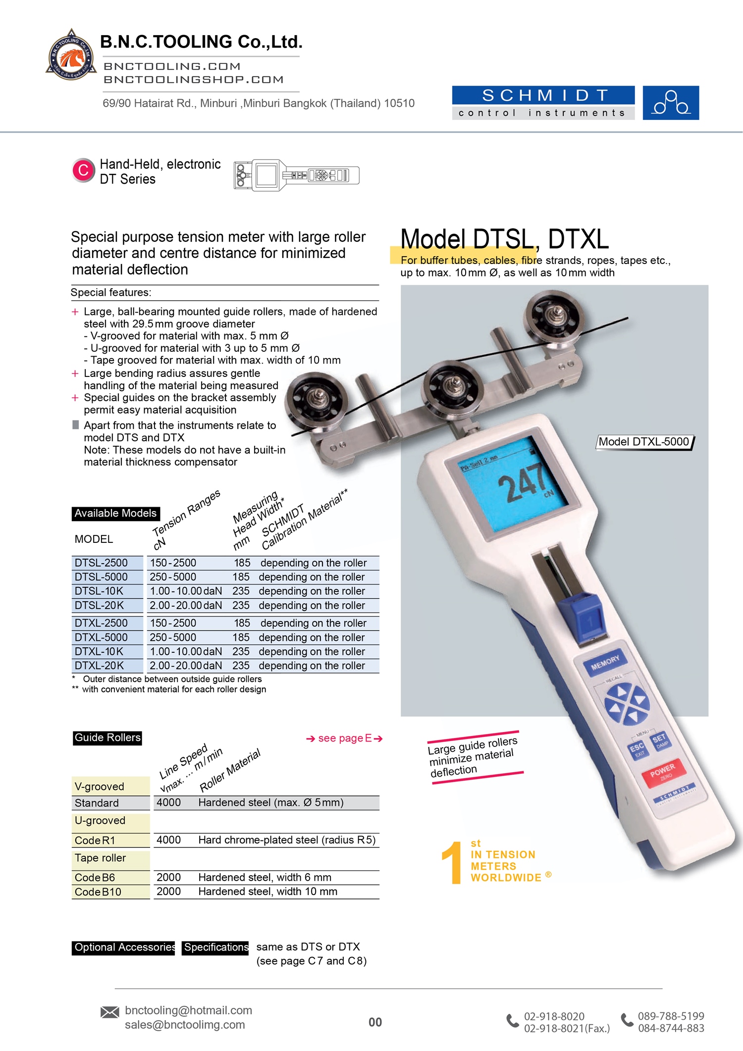 SCHMIDT,Special purpose tension meter with large roller diameter,DTXL