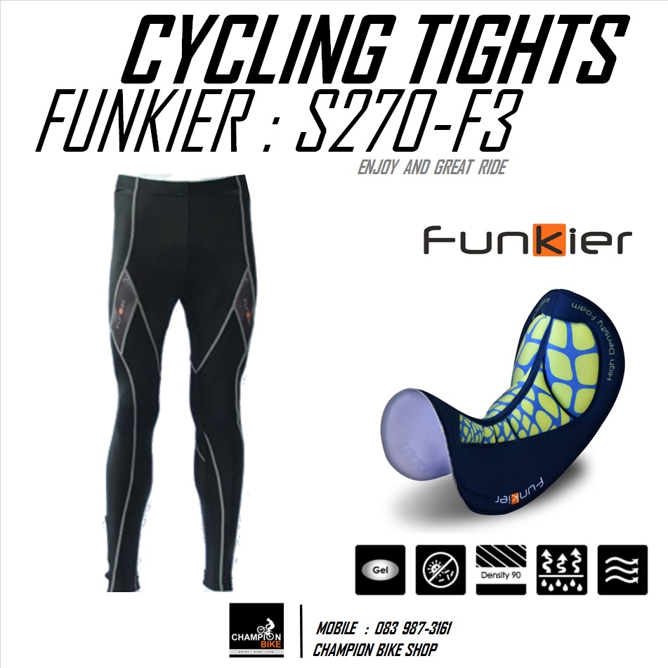 กางเกงปั่นจักรยาน ขายาว เป้าเจล FUNKIER : S270-F3 SANREMO F3 GENTS SUMMER TIGHTS เป้ากล้วยF3