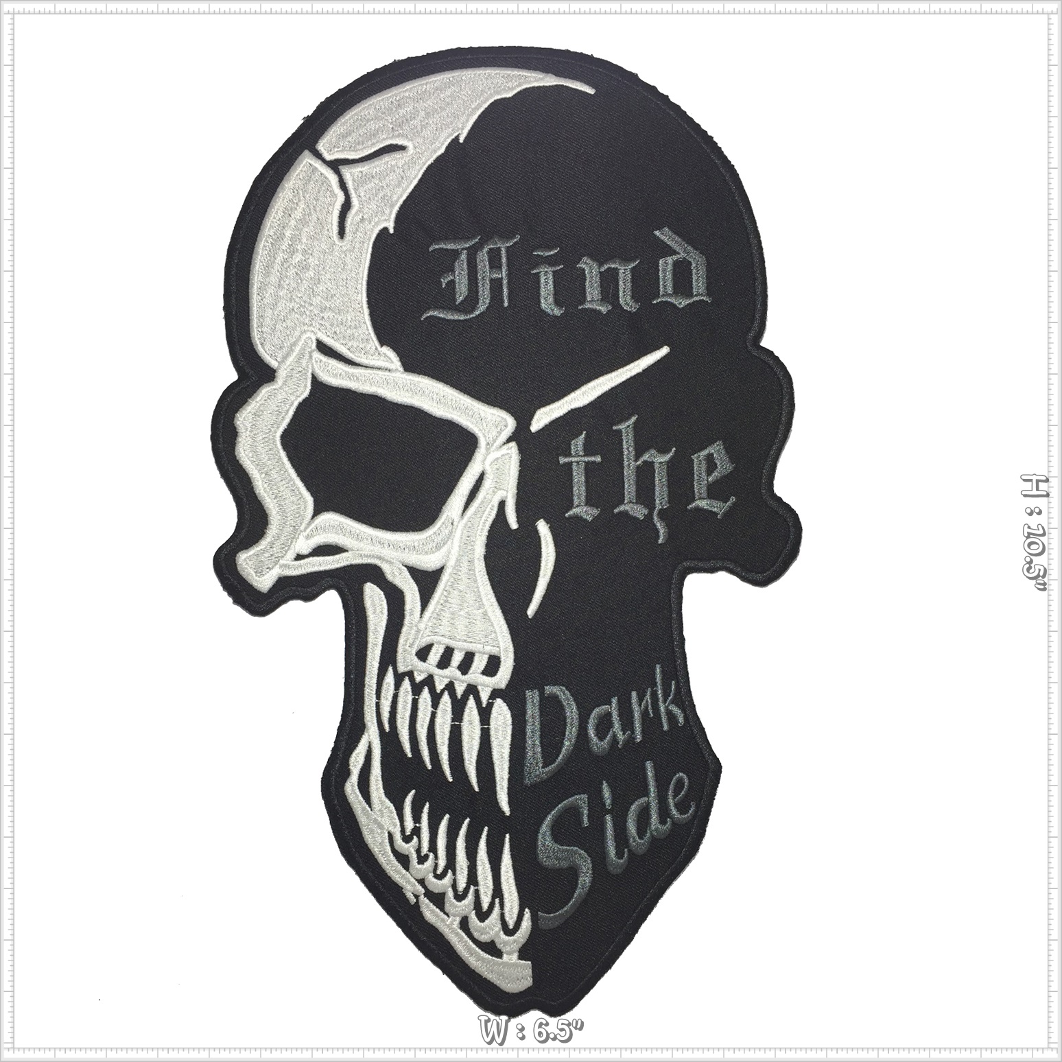 กะโหลกด้านมืด ตัวรีดติดเสื้อ อาร์มรีด อาร์มปัก ตกแต่งเสื้อผ้า หมวก กระเป๋า แจ๊คเก็ตยีนส์ Embroidered Iron on Patch ขนาดใหญ่
