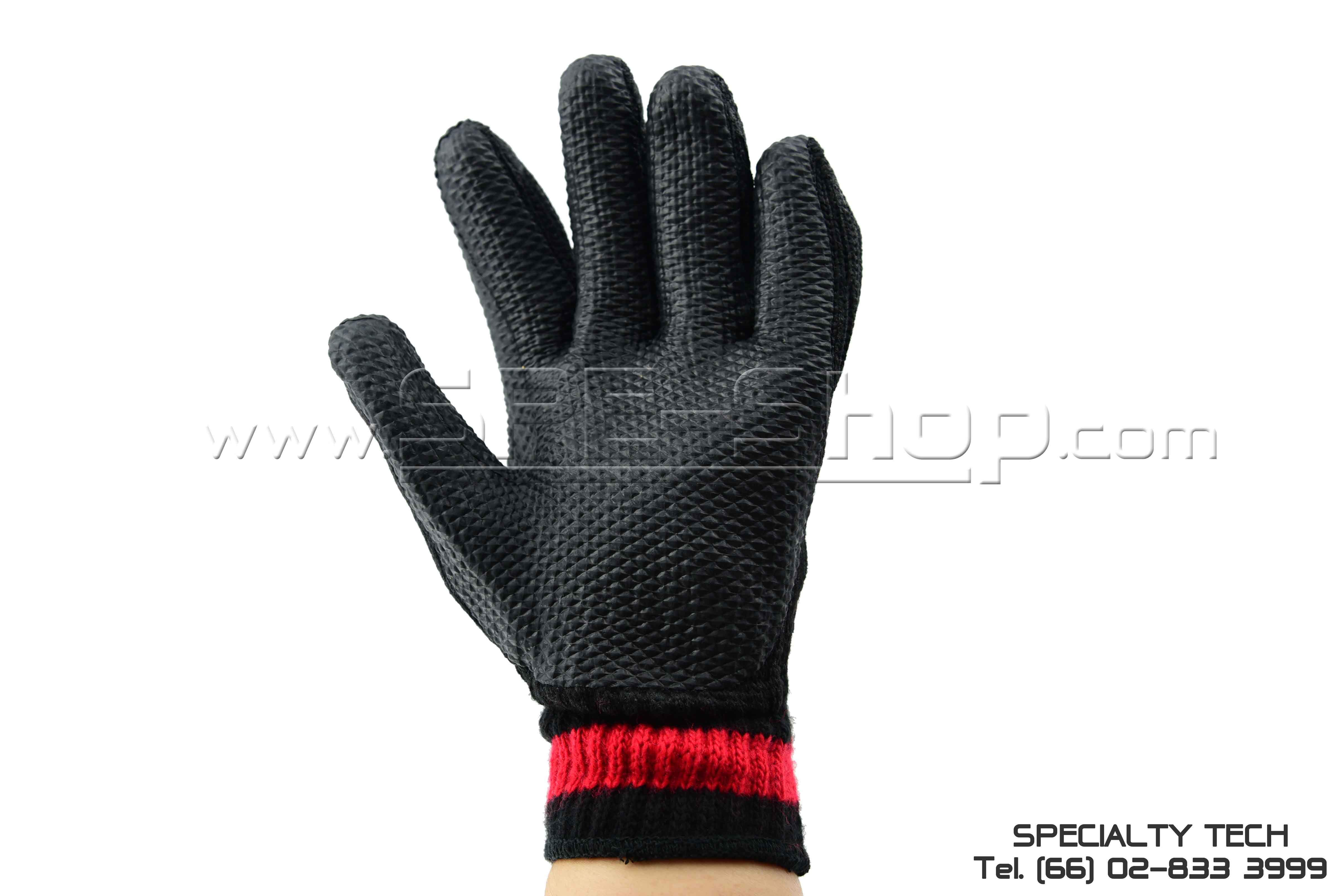 Solid Rubber Palm Coated ถุงมือถักเซฟตี้เคลือบยาง 1.15 MM สีดำ
