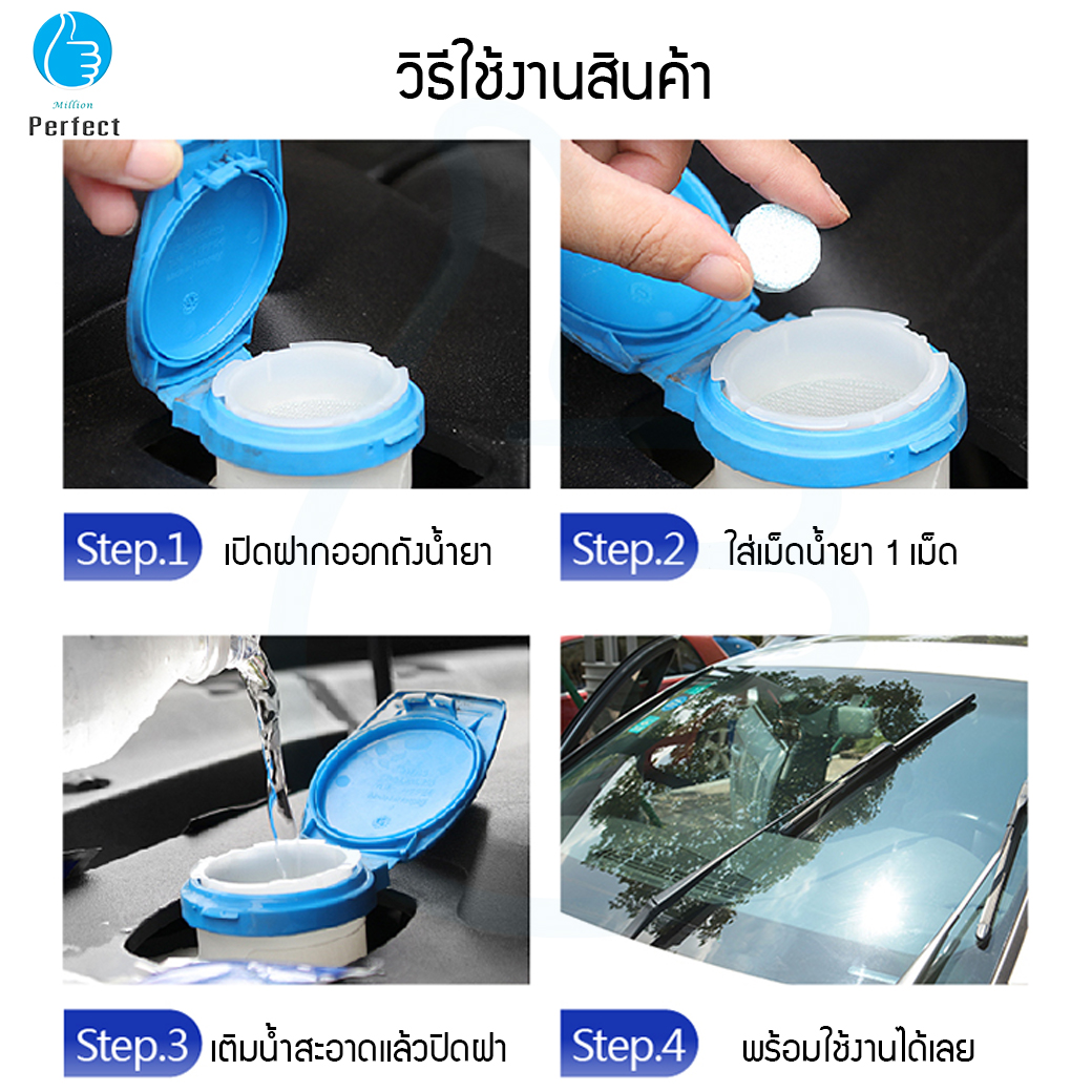 น้ำยาล้างกระจกรถชนิดเม็ด Car Windshield Washer แบบละลายน้ำใส่ในหม้อน้ำฉีดล้างกระจกรถ ล้างกระจกรถ กระจกที่บ้าน ใช้งานได้หลากหลาย รุ่น WW14