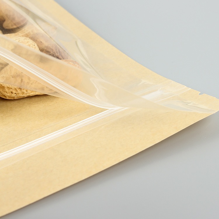 ถุงซิปล็อคหน้าใสหลังคราฟ มีก้นตั้งได้ (25ใบ)