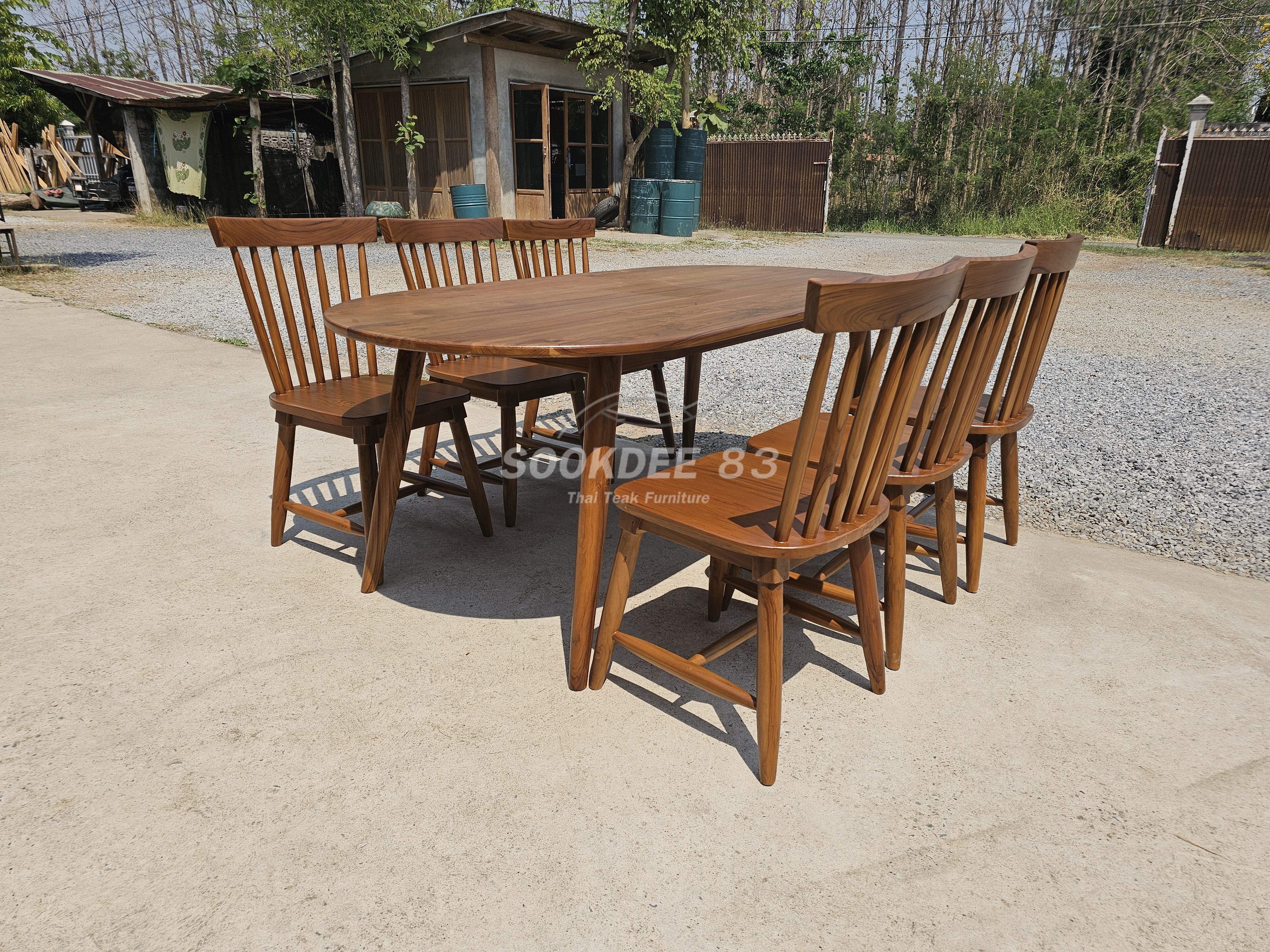 ชุดโต๊ะกินข้าววงรีขาเฉียงมินิมอล 2 ม. เก้าอี้อลิส