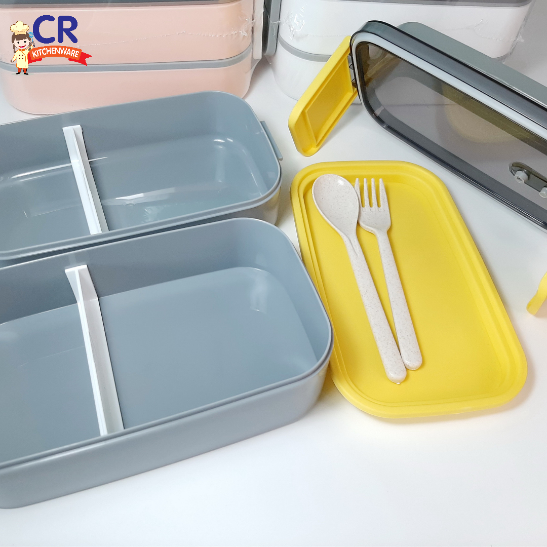 กล่องข้าวพลาสติก 2 ชั้น มีหูหิ้ว (