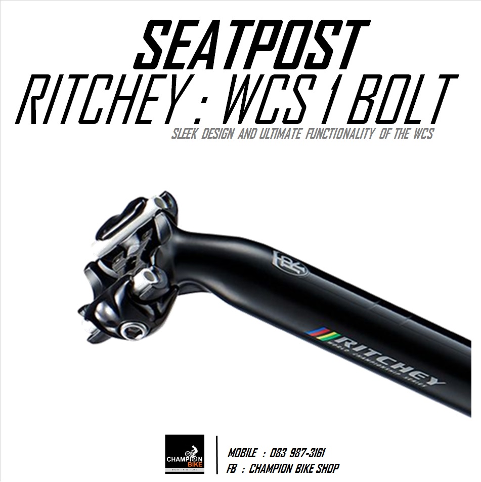 หลักอาน RITCHEY : WCS 1-BOLT SEATPOST GLOSS BLACK 27.5, 30.9, 31.6 สีดำเงา