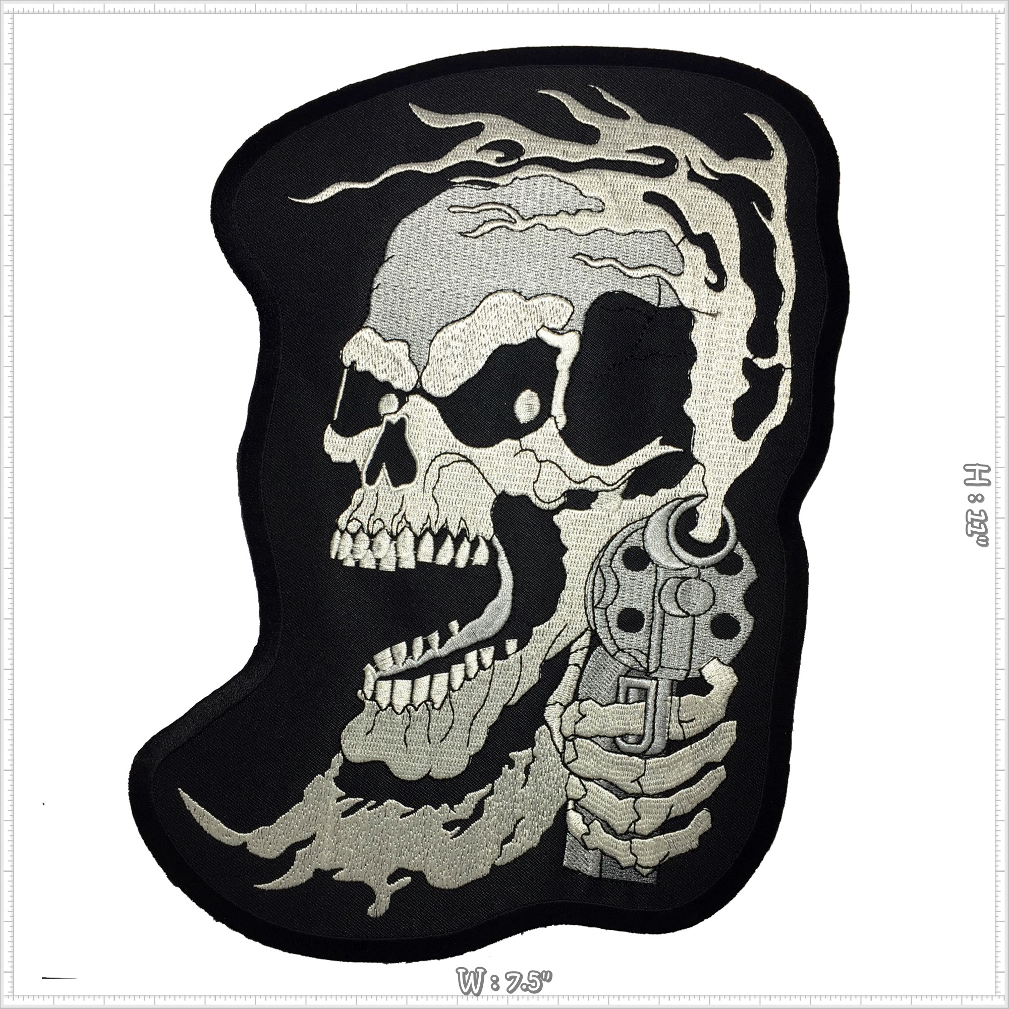 กะโหลก Killer Biker ตัวรีดติดเสื้อ อาร์มรีด อาร์มปัก ตกแต่งเสื้อผ้า แจ๊คเก็ตยีนส์ Embroidered Iron on Patch ไซส์ใหญ่