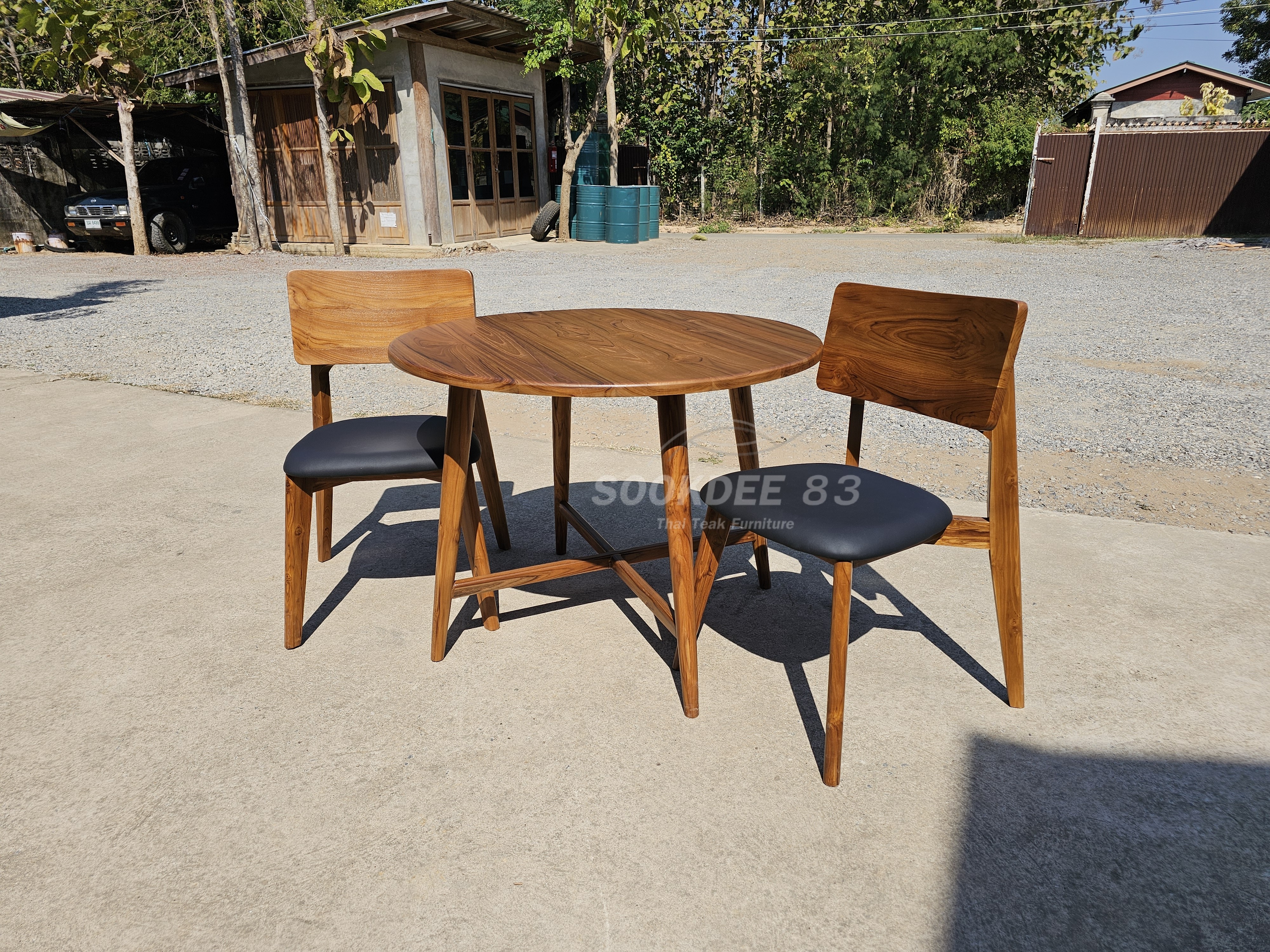 ชุดโต๊ะกลมอะเมซอนมีที่วางเท้า 1 ม. เก้าอี้โรบอทมีเบาะ