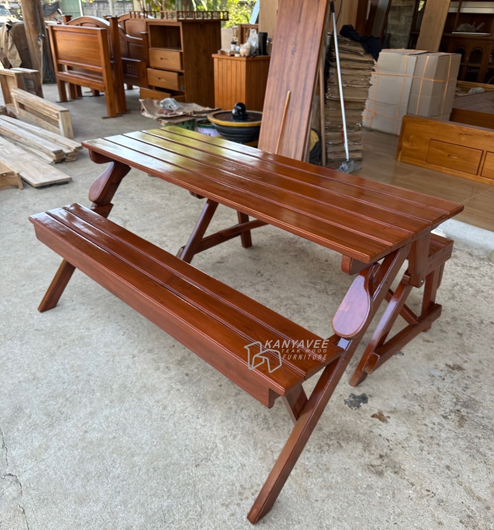 โต๊ะโซฟาไม้สักพับได้