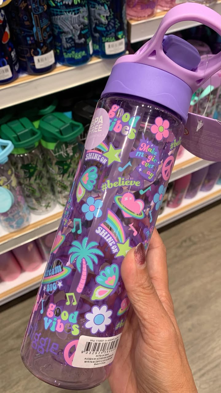 กระติกน้ำ สเปรย์+ยกดื่ม Smiggle splitz Lid-Flash- เทา สำเนา