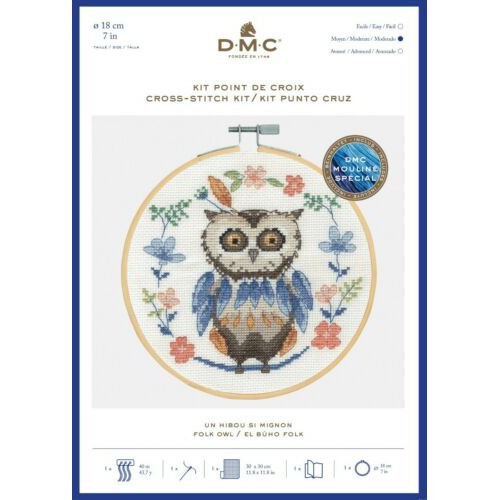 DMC ชุดปักครอสติส Folk Owl BK1925 พร้อมอุปกรณ์ครบ
