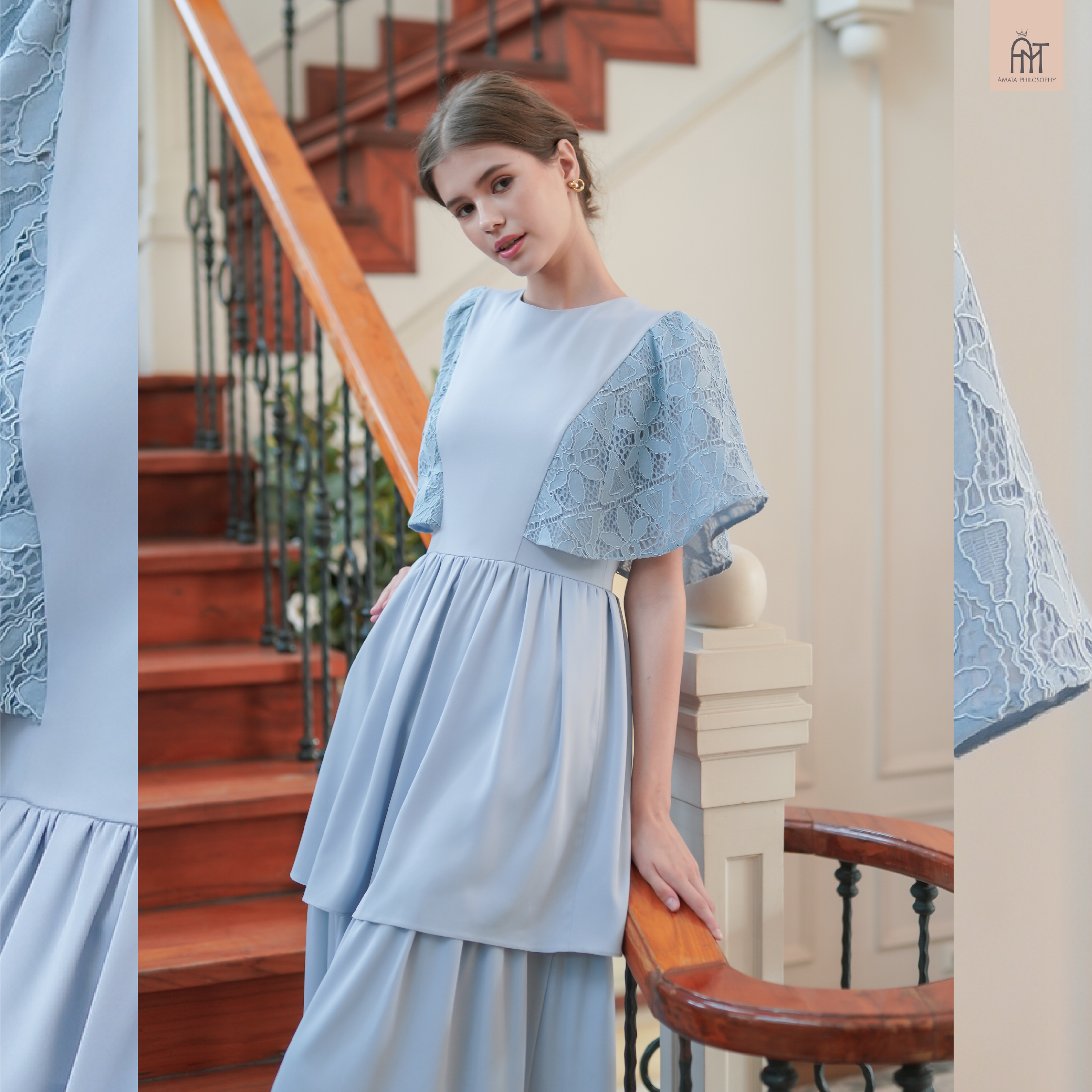 AMATA เดรส E'CLAIR สีฟ้า