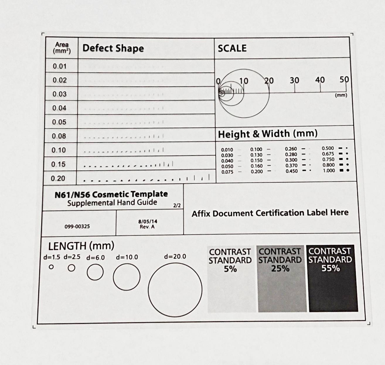 DG120แผ่นใสสำหรับตรวจสอบชิ้นงาน, Dot ruler Point line ruler Stain card Film ruler caliper Defect inspection area ruler R corner fillet.