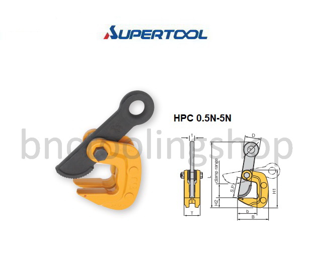 แคลมป์ยกเหล็กแนวนอน ความจุสูงสุด 5 ตัน,Horizontal Lateral Lifting Clamp,Rated capacity 5 Ton,Supertool,HPC5N