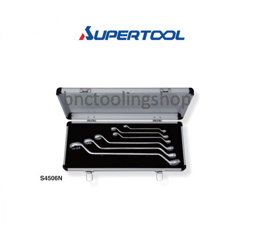 ชุดประแจแหวนหัวงอ 45องศา ขนาด 8-27มิล 6ชิ้น,Double Offset Wrench 45° Type Size 8-27mm 6pcs,Supertool,S4506N