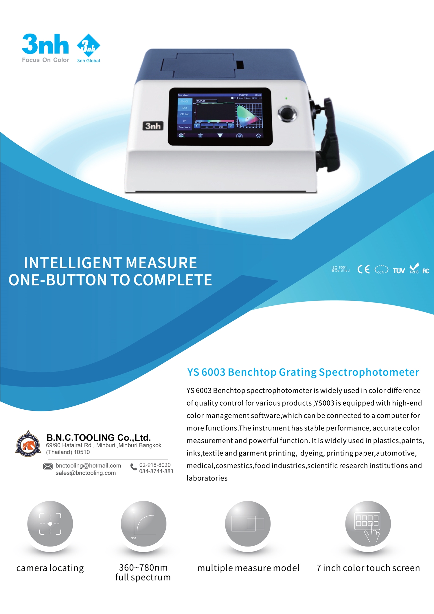 Benchtop Spectrophotometer YS6003, 3nh,Benchtop Spectrophotometer YS6003