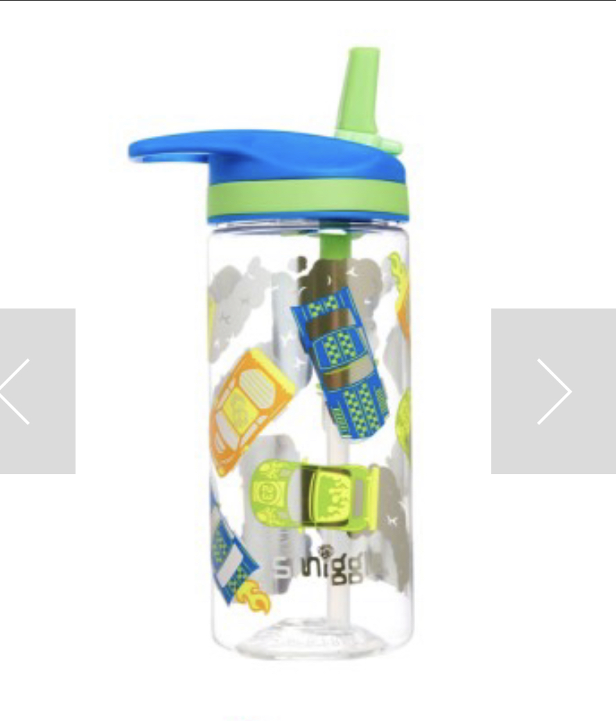 กระติกน้ำ หลอดดูด เล็ก 440 มล. Smiggle junior water bottle-Whirl- car
