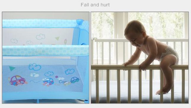 ฺB10103 เตียงplaypen สะดวกพับเก็บได้ สินค้าใหม่คุณภาพดี A2 สีฟ้า